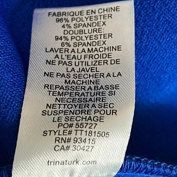 Trina by Trina Turk Dress Surplice Bell Sleeve Royal Blue - Size 2 - Picture 6 of 6